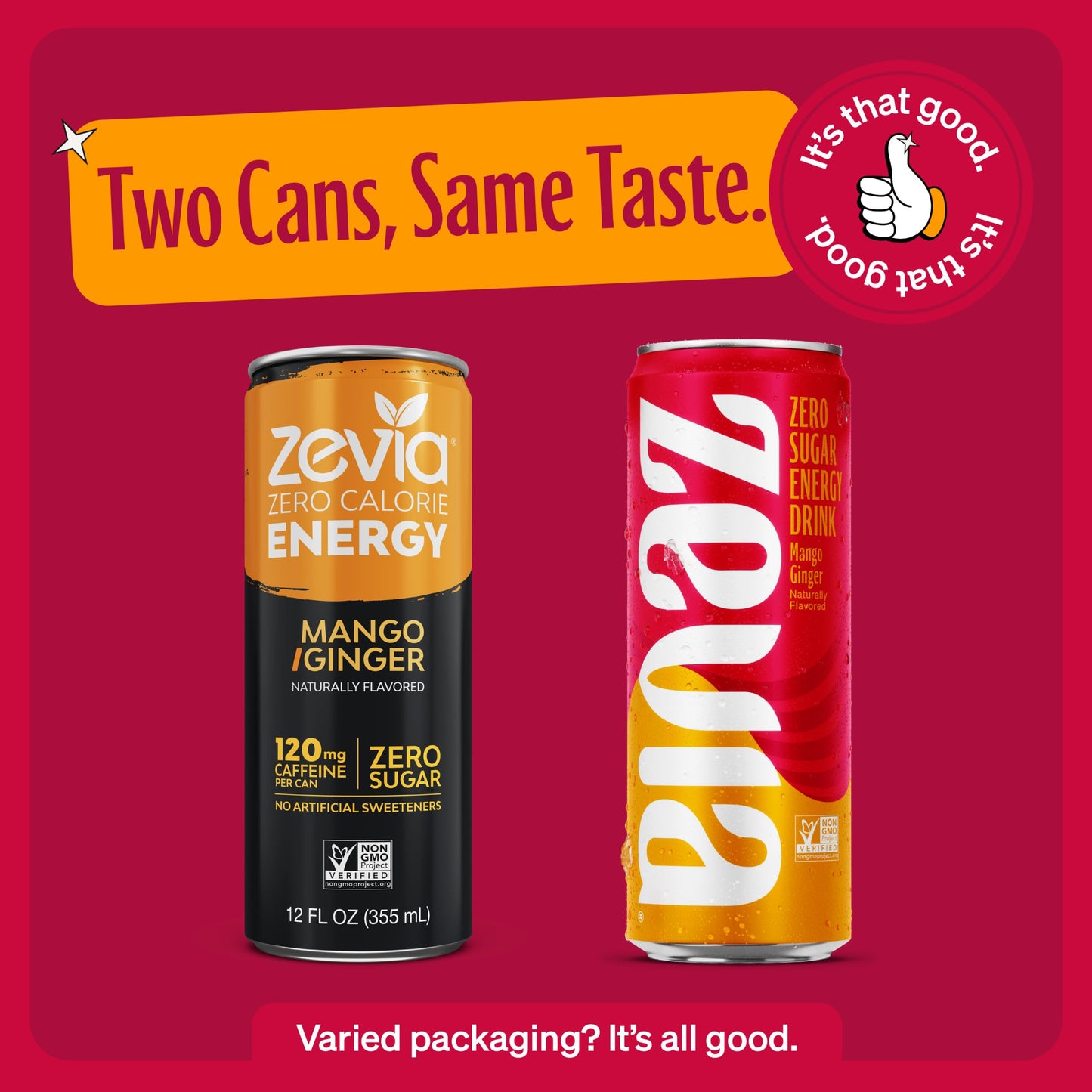 Zevia, Drink Energy Mango Ginger, 12 Fl Oz (Pack of 2)