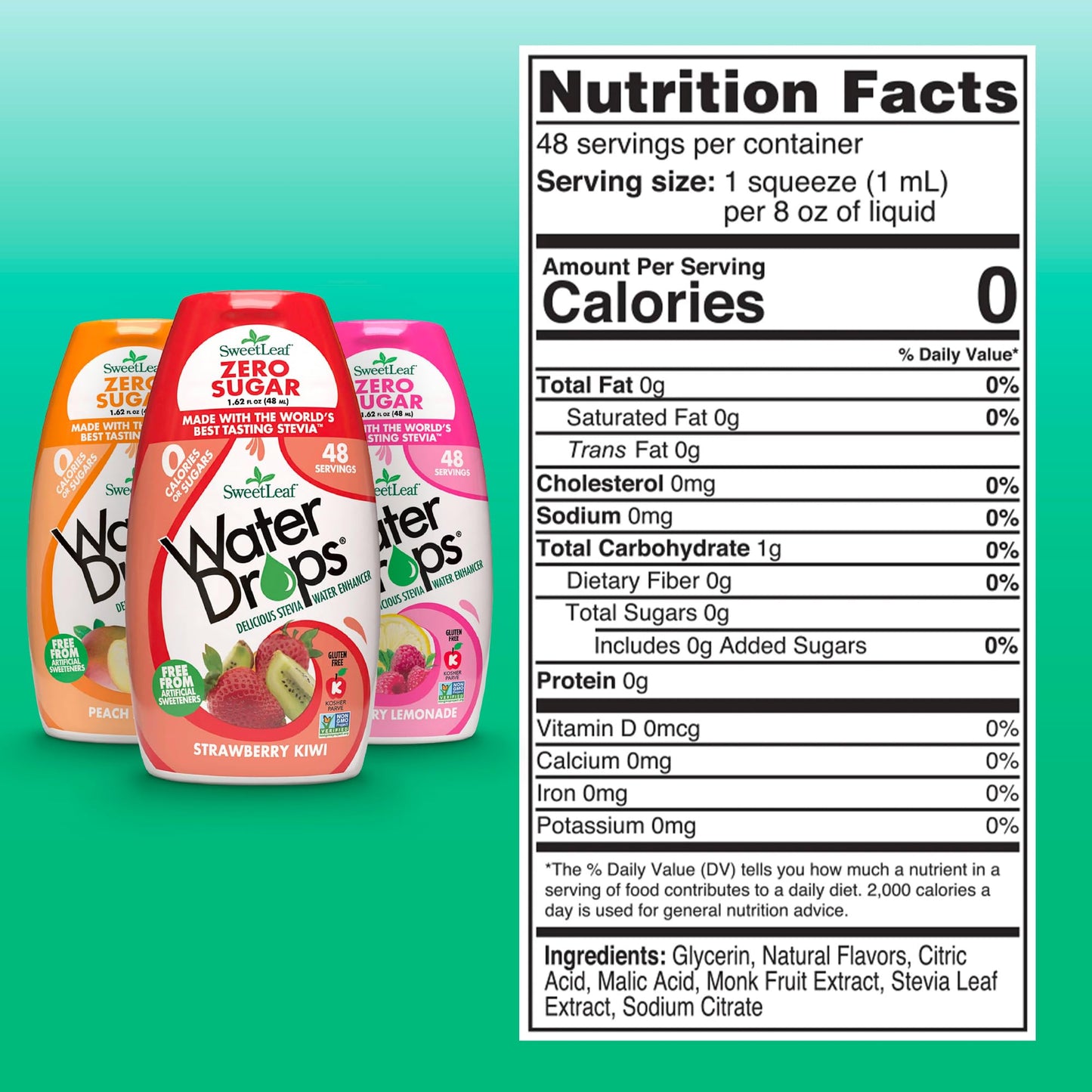 SweetLeaf Water Flavoring Drops - Stevia Water Enhancer, Sugar Free, Zero Calorie Water Additive for Flavor, Contains Monk Fruit Extract, Gluten Free, Keto Friendly - 1.62 Fl Oz (Variety Pack of 3)