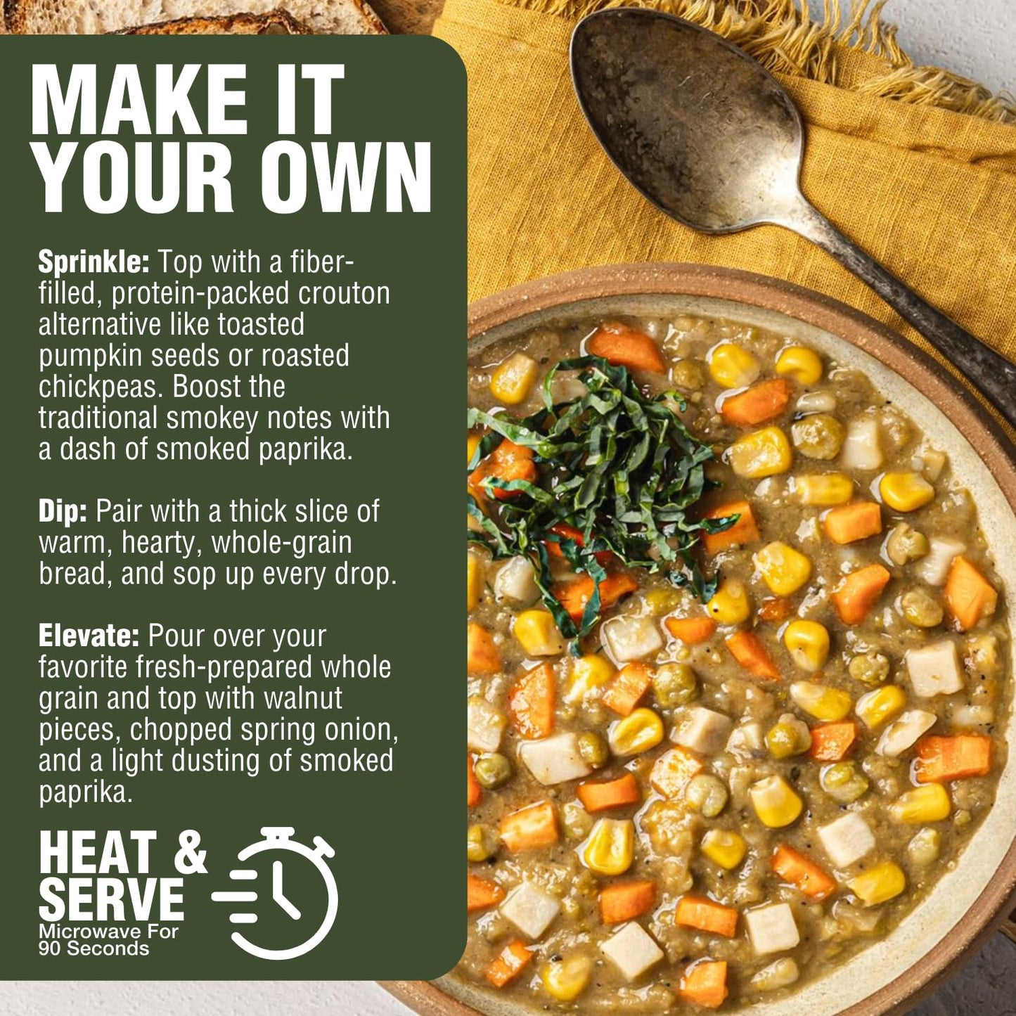 PLANTSTRONG Chili & Stew – USDA Organic, Non-GMO, Plant-Based, Vegan, Gluten-Free, Oil-Free, Lightly Salted, Ready to Heat & Serve (1, Split Pea & Vegetable)