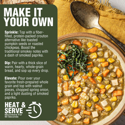 PLANTSTRONG Chili & Stew – USDA Organic, Non-GMO, Plant-Based, Vegan, Gluten-Free, Oil-Free, Lightly Salted, Ready to Heat & Serve (1, Split Pea & Vegetable)