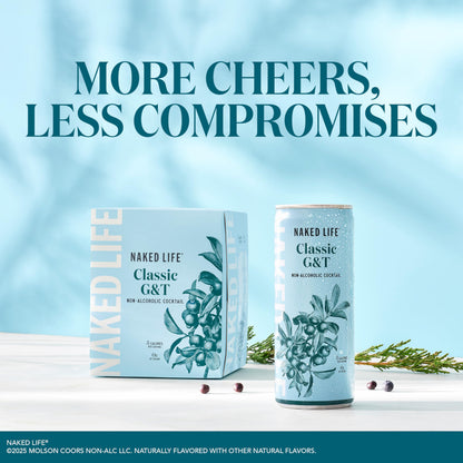 Naked Life Non-Alcoholic Drinks Classic G&T 8.4 Fl Oz Cans, Pack Of 4 + Negroni Spritz 8.4 Fl Oz Cans, Pack Of 4