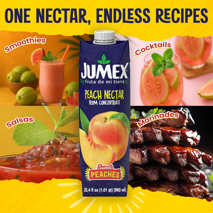 Jumex Peach Juice Nectar - Peach Nectar Made with Fresh Fruit Puree - Tropical Fruit Juice Concentrate for Smoothie Mix, Cocktail Mixers, Kids Drinks & Mexican Beverages - 32.4oz, 1 Pack Carton