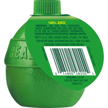 ReaLime 100% Lime Juice, 2.5 fl oz bottle (Pack of 24), Made with Lime Juice from Concentrate, Gluten-Free, Sodium Free, Perfect Mixer to add to Cocktails and Marinades