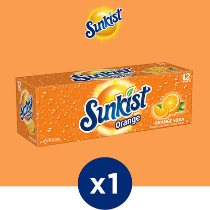 Sunkist Orange Soda, 12 fl oz cans, 12 pack