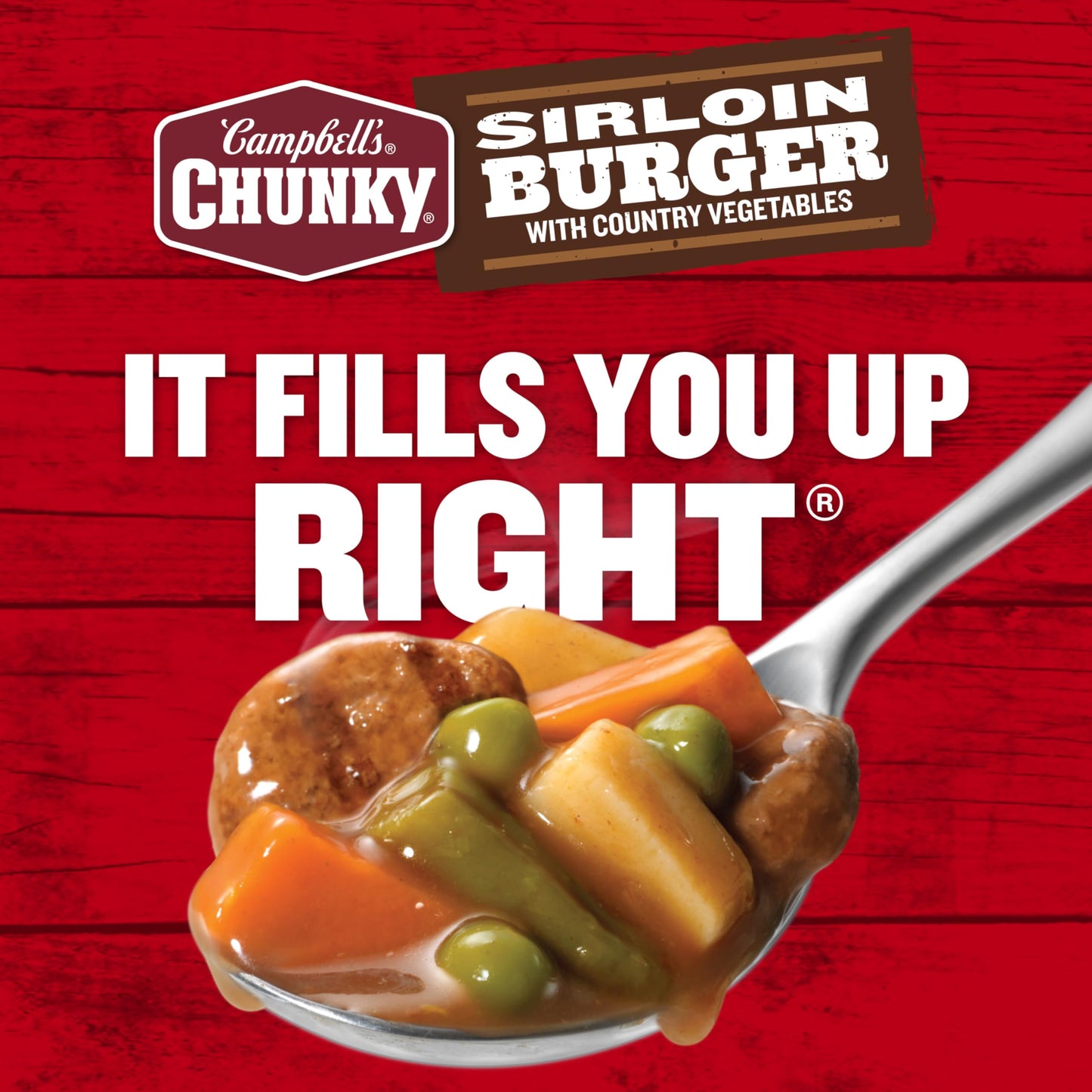 Campbell’s Chunky Soup, Sirloin Burger With Country Vegetables Beef Soup, 18.8 oz Can