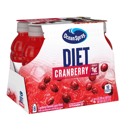 Ocean Spray Diet Cranberry Juice, 10 Fl Oz | 6 Count Bottles | Pack of 4