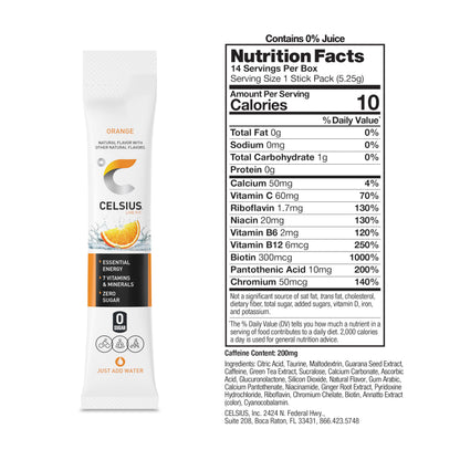 CELSIUS® Zero Sugar Energy Drink & Powder Stick Bundle, Orange