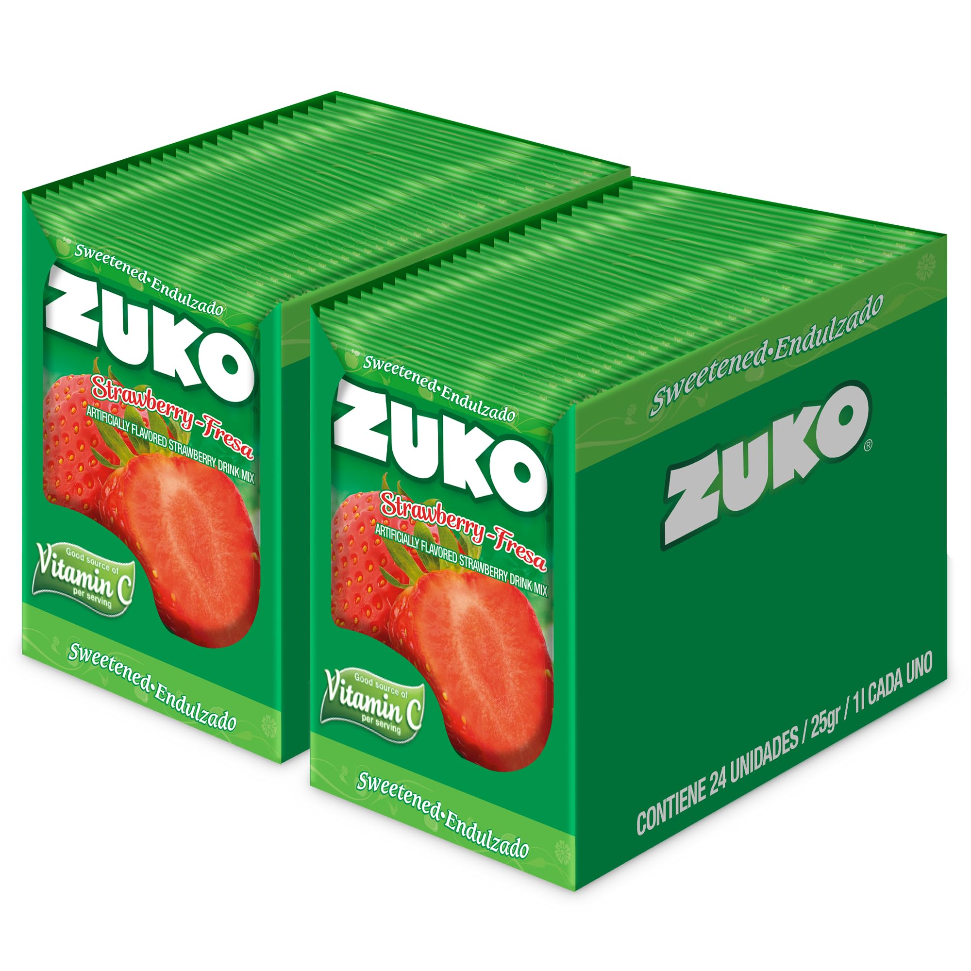 Zuko Strawberry, On the Go Powder Drink Mix, 2 Packs of 24 single Serv ...