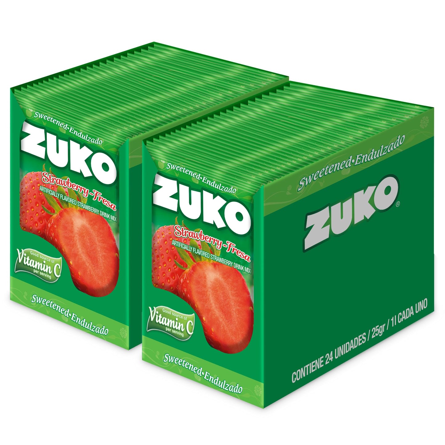 Zuko Strawberry, On the Go Powder Drink Mix, 2 Packs of 24 single Servings (0.9 oz each) - 48 Total
