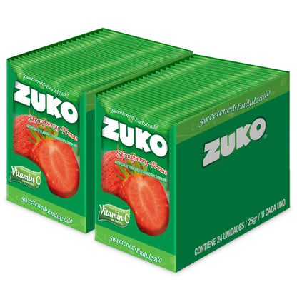 Zuko Strawberry, On the Go Powder Drink Mix, 2 Packs of 24 single Servings (0.9 oz each) - 48 Total