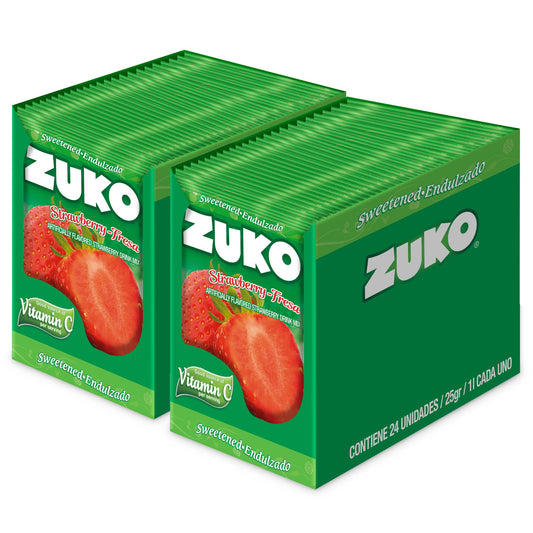Zuko Strawberry, On the Go Powder Drink Mix, 2 Packs of 24 single Servings (0.9 oz each) - 48 Total