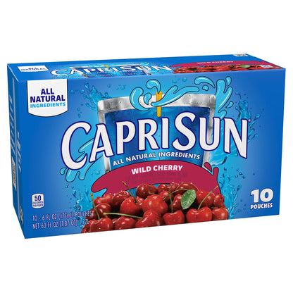Capri Sun Wild Cherry Flavored with other natural flavor Juice Drink Blend, 10 ct Box, 6 fl oz Pouches