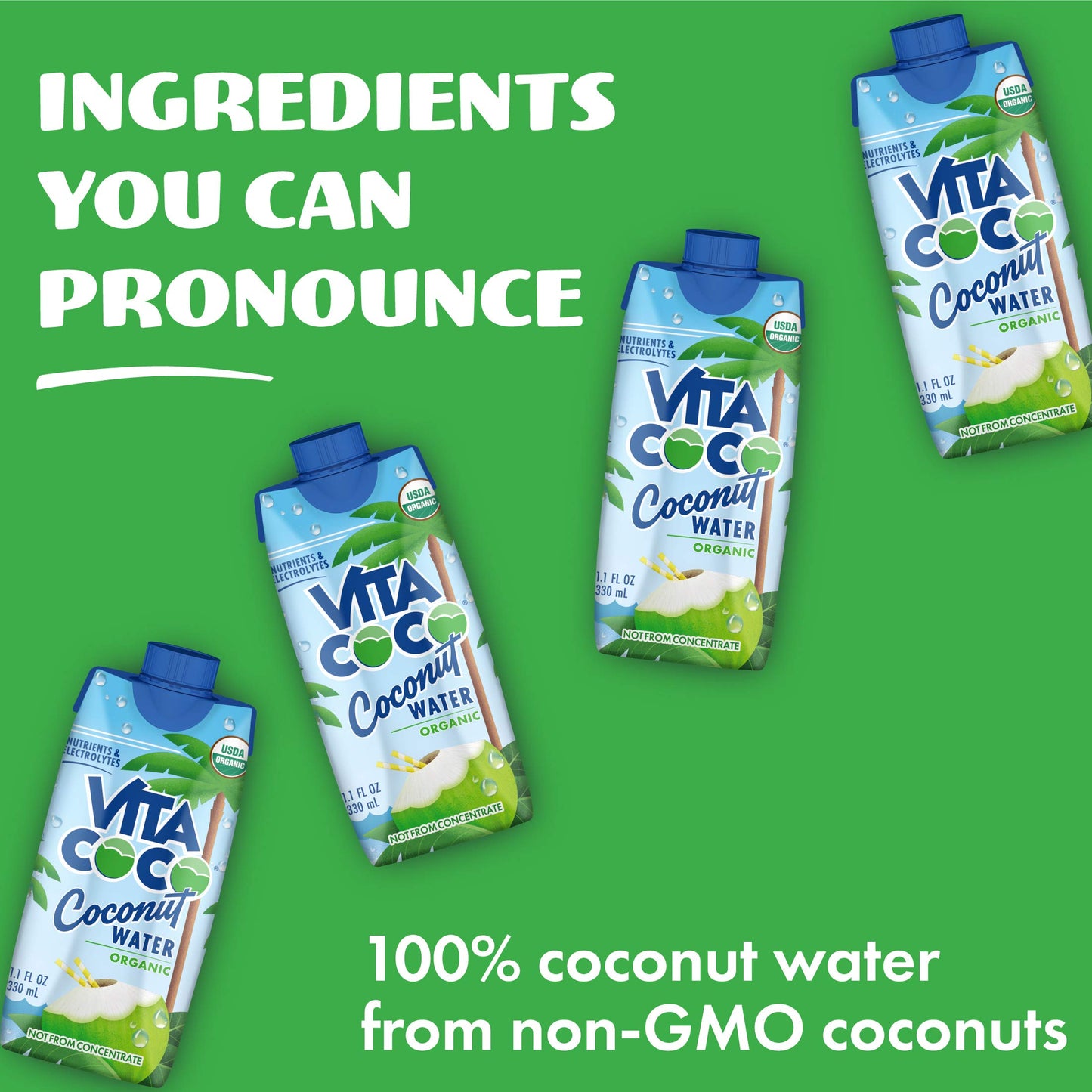 Vita Coco Coconut Water, Pure Organic | Refreshing Coconut Taste | Natural Electrolytes | Vital Nutrients (Pack of 12, 11.1 Oz and 16.9 Oz)