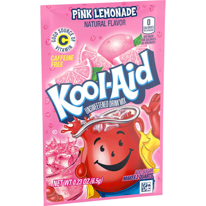 Kool-Aid Unsweetened Drink Mix, 1 Packet, for Flavorful Hydration and Shareable Refreshment, Pink Lemonade Artificially Flavored, Good Source of Vitamin C, Caffeine Free, 0.23 oz