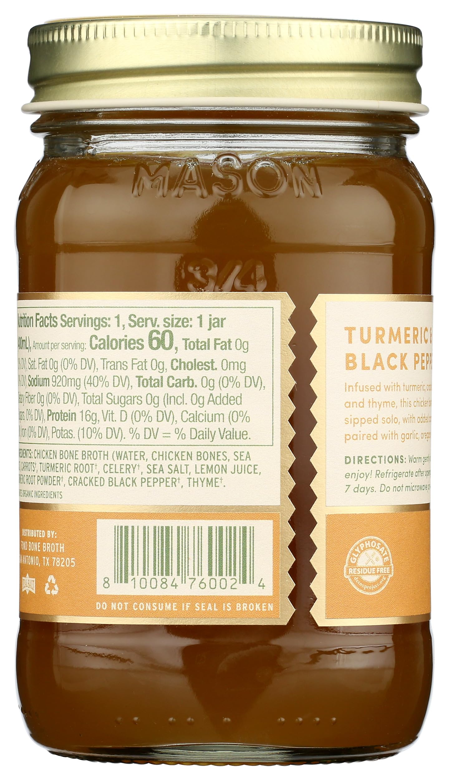 Fond, Bone Broth Chicken Turmeric Black Pepper, 14 Fl Oz