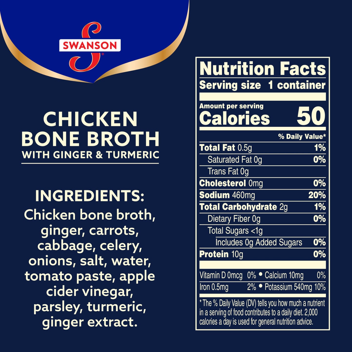 Swanson Sipping Chicken Bone Broth With Ginger and Turmeric, 10.75 oz Microwavable Cup