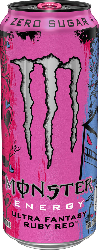 Monster Energy Ultra Fantasy Ruby Red, Sugar Free Energy Drink, 16 Ounce | Pack of 15
