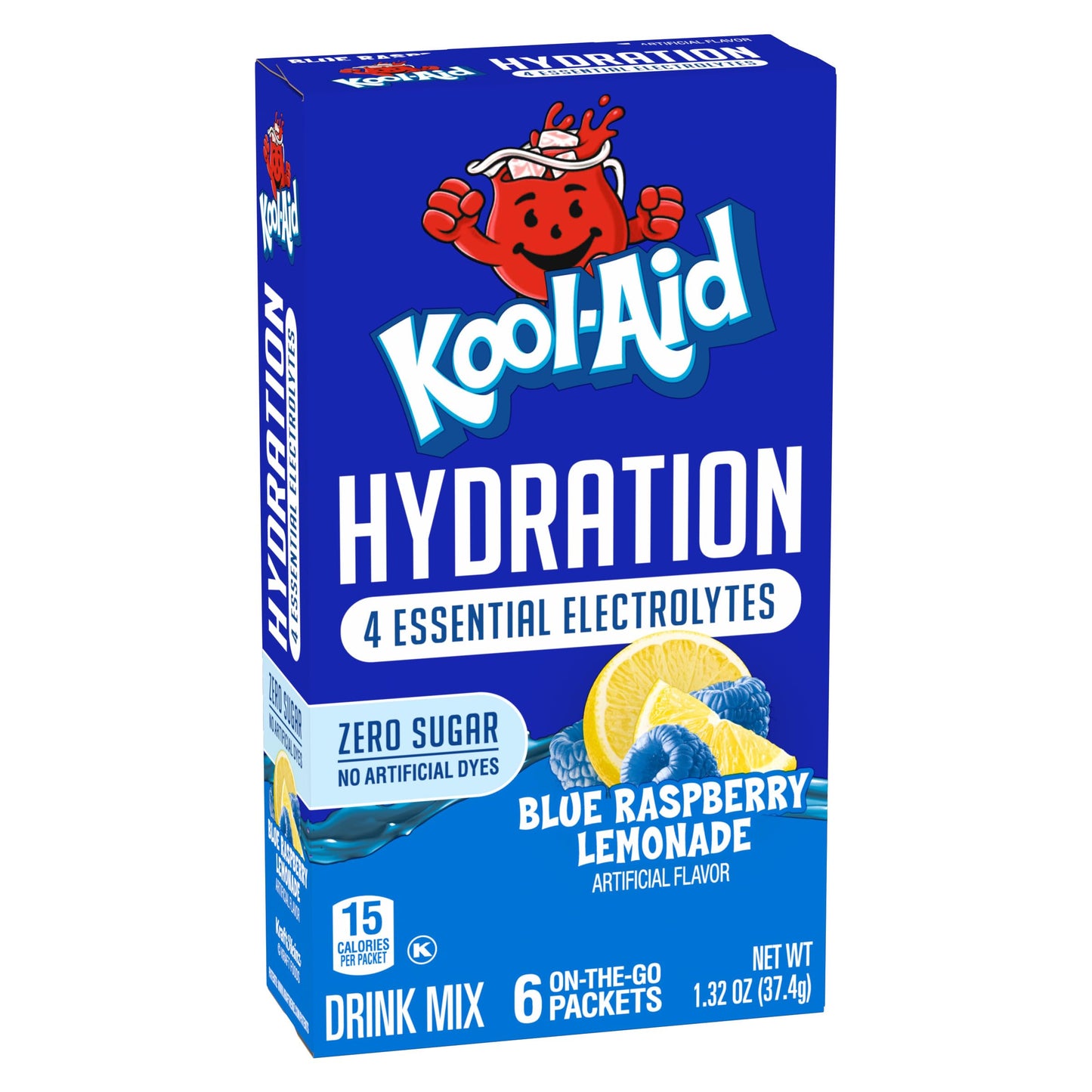 Kool-Aid Hydration Blue Raspberry Lemonade Artificially Flavored Drink Mix, 6 ct On-the-Go-Packets, 1.32 oz Box