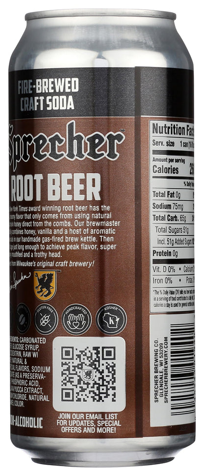 Sprecher Root Beer Soda, Kosher, 16 Fluid Ounce (Pack of 12)