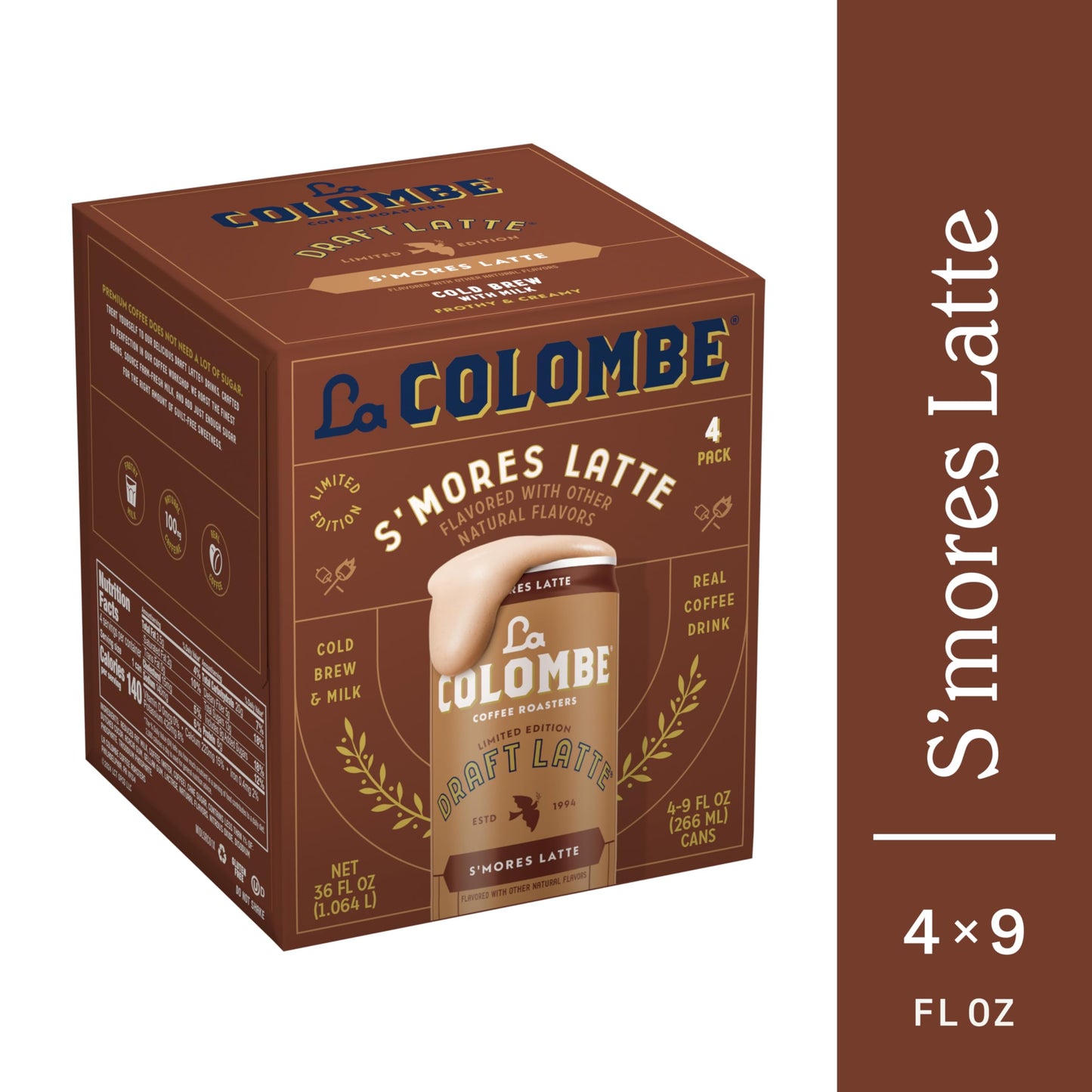 La Colombe Coffee, S'mores Cold Brew Draft Latte, 9 fl oz Cans, 4 Pack