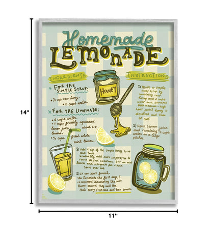 Stupell Industries Homemade Lemonade Blue Picnic Plaid Vintage Drink Recipe