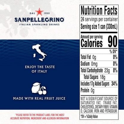 Sanpellegrino Italian Sparkling Drink Ciliegia and Limone, Sparkling Cherry and Lemon Beverage, 24 Pack