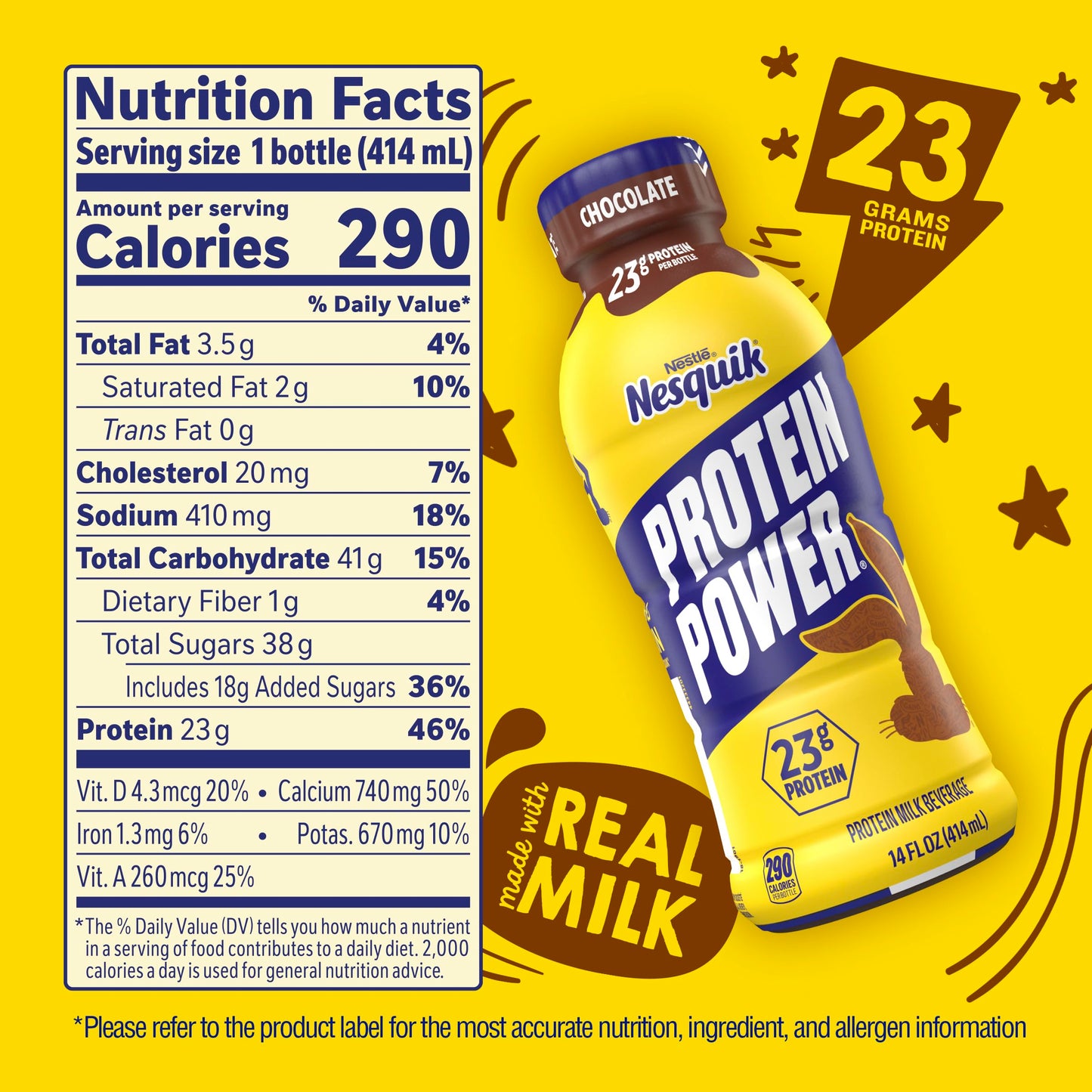 NESTLE NESQUIK PROTEIN POWER Ready To Drink Aseptic Chocolate Milk 12x14floz Bottles
