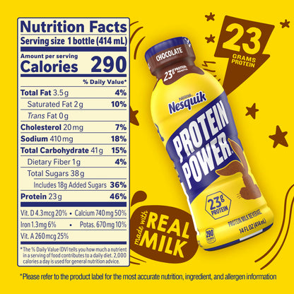 NESTLE NESQUIK PROTEIN POWER Ready To Drink Aseptic Chocolate Milk 12x14floz Bottles