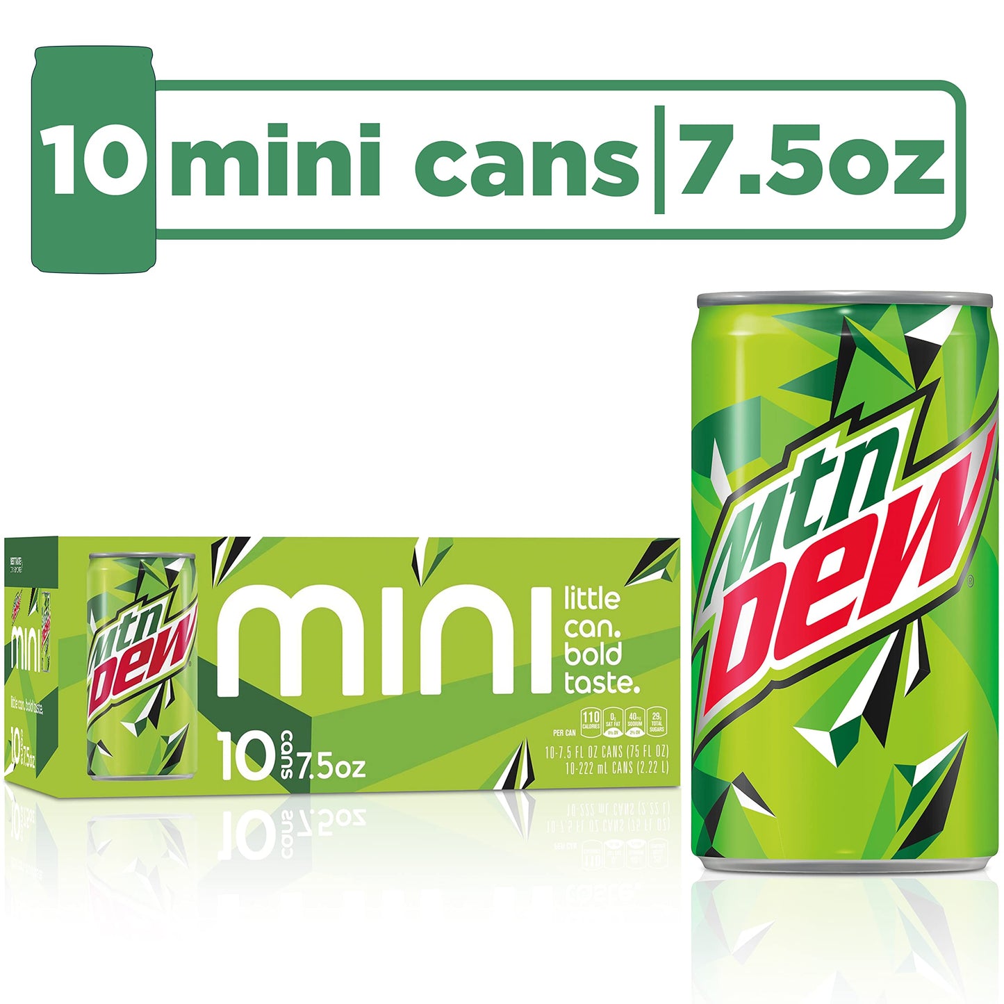 Mountain Dew Soda | Mini Cans | 7.5 Fl Oz | 20-Count