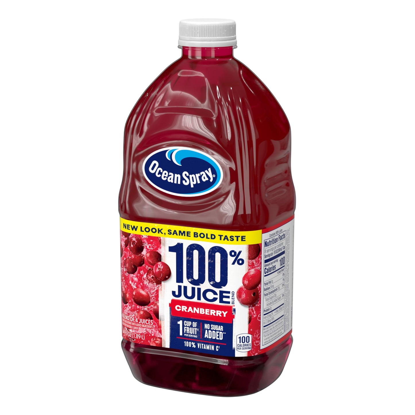 Ocean Spray® 100% Juice, Cranberry, 64 Fl Oz Bottle (Pack of 8)