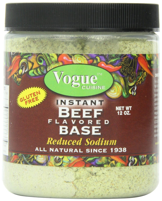 Vogue Cuisine Beef (Vegetarian Beef) Soup & Seasoning Base 12oz - Low Sodium, Gluten Free, All Natural Ingredients