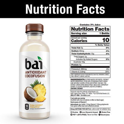 Bai Cocofusions Puna Coconut Pineapple, Antioxidant Infused Beverage, 18 Fl Oz