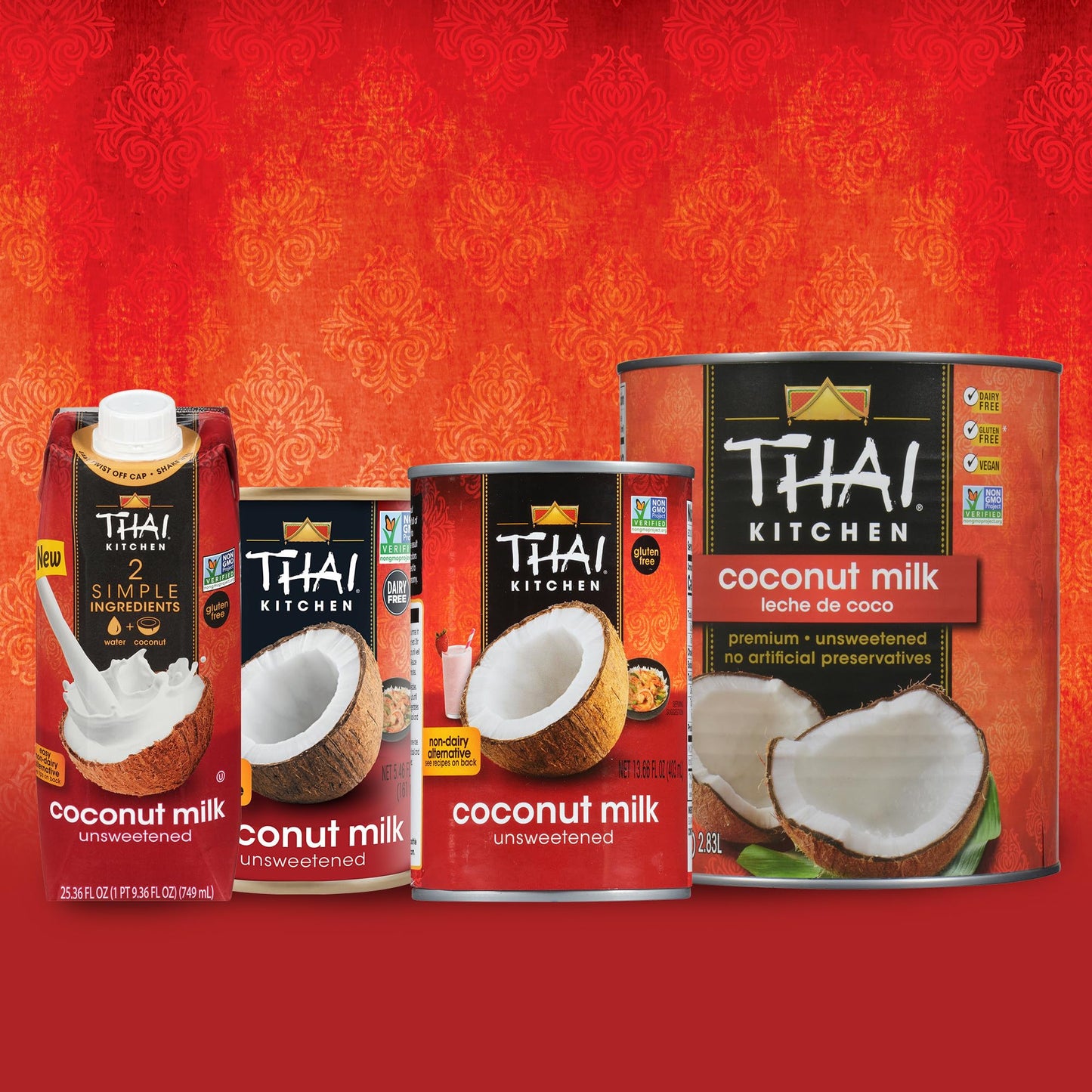 Thai Kitchen Coconut Milk, Unsweetened, Non Dairy Milk Substitute, Gluten Free, Non GMO, Vegan, For Smoothies, Ice Cream, Oatmeal, Coffee, and More, 25.36 fl oz (Pack of 6)