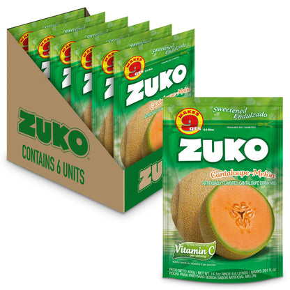 Zuko Cantaloupe Powdered Drink Mix Family Pack, No Added Sugar Needed, 14.1 oz (Pack of 6)