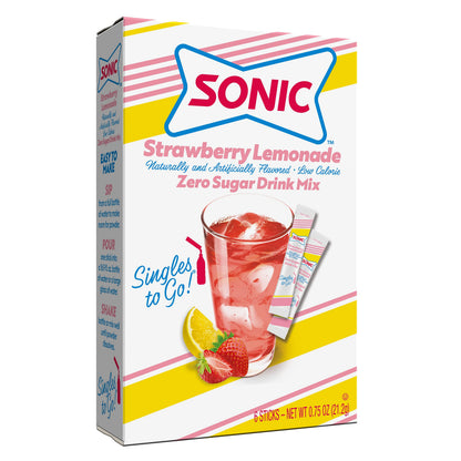 Sonic Singles to Go Powdered Drink Mix, Strawberry Lemonade, 6 Sticks per Box, 6 Boxes included (36 Sticks Total)
