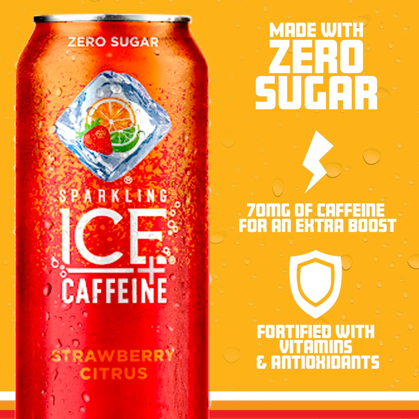 Sparkling Ice +Caffeine Strawberry Citrus Sparkling Water (Pack Of 12) and Sparkling Ice, Strawberry Lemonade Sparkling Water (Pack of 12)