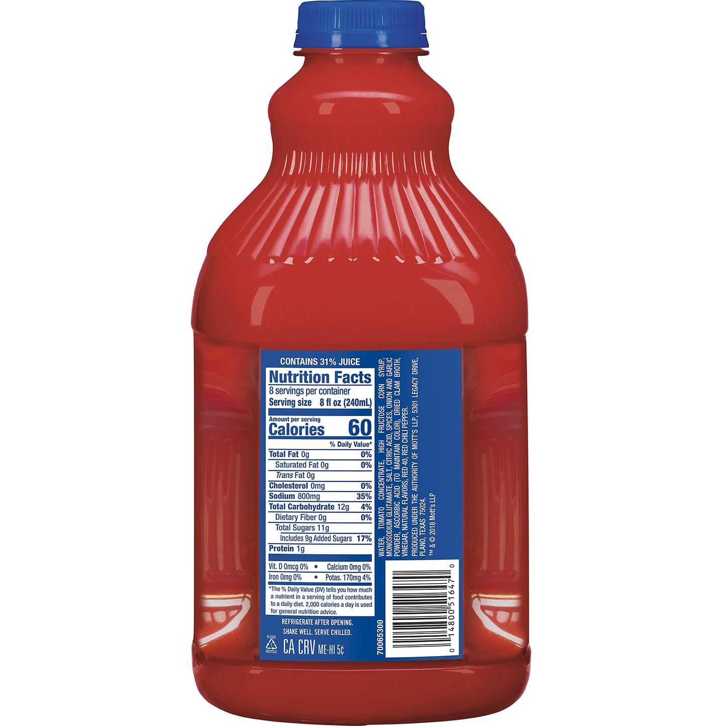 Clamato Original Tomato Cocktail, 64 fl oz bottles (Pack of 8)