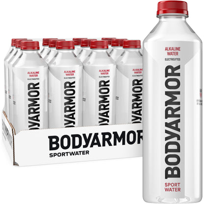 BODYARMOR SportWater Alkaline Water, Superior Hydration, High Alkaline Water pH 9+, Electrolytes, Perfect for your Active Lifestyle, 1 Liter (Pack of 12)