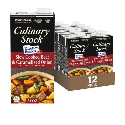 Kitchen Basics Slow Cooked Beef and Onion Culinary Stock, 32 oz. Carton (Pack of 12)
