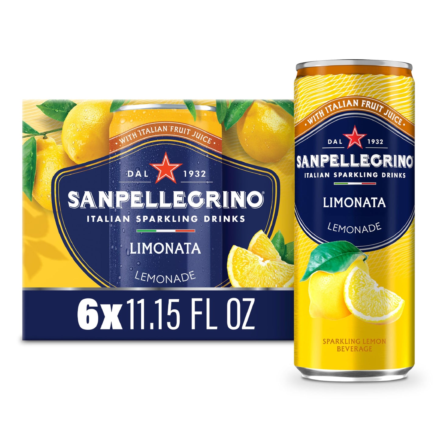 Sanpellegrino Italian Sparkling Drink Limonata, Sparkling Lemon Beverage, 6 Pack Of Cans 11.15 fl oz