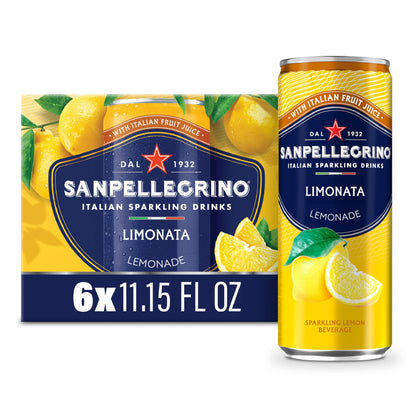 Sanpellegrino Italian Sparkling Drink Limonata, Sparkling Lemon Beverage, 6 Pack Of Cans 11.15 fl oz