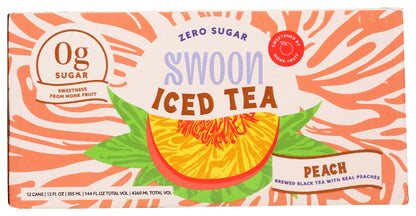 Swoon Peach Iced Tea, Zero Sugar, Gluten Free, 12 Fluid Ounce (Pack of 12)