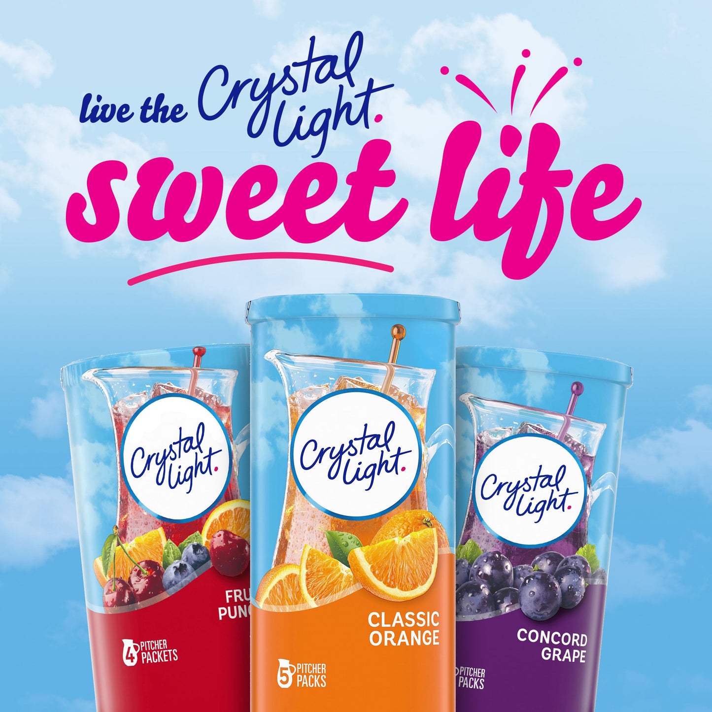 Crystal Light Classic Orange Naturally Flavored Powdered Drink Mix, 60 ct Pack, 12 Canisters of 5 Pitcher Packets