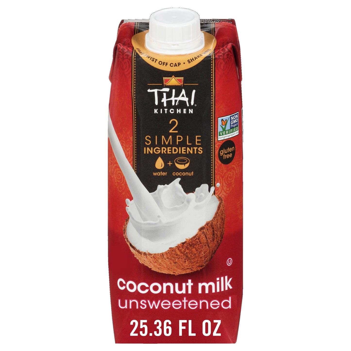 Thai Kitchen Coconut Milk, Unsweetened, Non Dairy Milk Substitute, Gluten Free, Non GMO, Vegan, For Smoothies, Ice Cream, Oatmeal, Coffee, and More, 25.36 fl oz (Pack of 6)