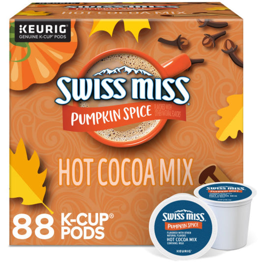 Swiss Miss® Pumpkin Spice Hot Cocoa, Single Serve Keurig® K-Cup® Pods, Hot Cocoa, 88 count (4 Packs of 22)