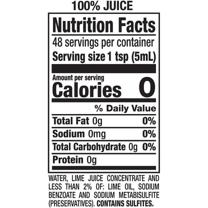 ReaLime, 100% Lime Juice, 8 Fl Oz Bottle