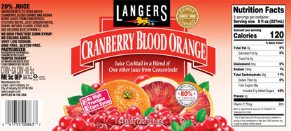 Langers Cranberry Variety Pack, Cranberry Cocktail, Raspberry, Passionfruit, Blood Orange, 64 fl oz (Pack of 4)