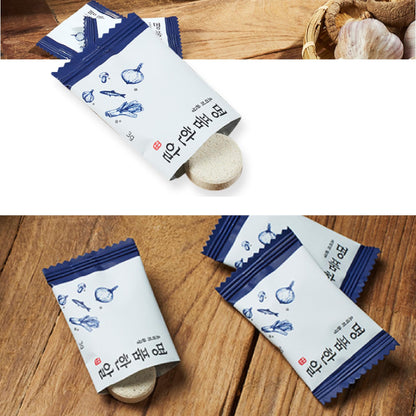 Premium Korean Seafood & Vegetable Broth Tablets - 2 Packs x 20each 명품한알 - Convenient Korean Coin Soup Base, Easy to Use Tablet, No Artificial Additives, 19 Natural Ingredients, Individual Packaging