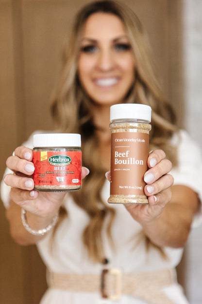Clean Monday Meals Chicken & Beef Bouillon Powder | Gluten Free, Dairy Free, No Artificial Flavors or Additives | Real Chicken & Beef Stock Base for Soups, Stews & Sauces | Two-Pack, 100 Servings Each