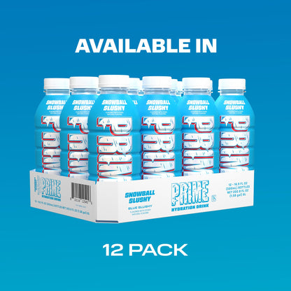 PRIME Hydration, SNOWBALL SLUSHY, Sports Drinks, Electrolyte Enhanced for Replenishing Fluids, 250mg BCAAs, B Vitamins, Antioxidants, Low Sugar, 16.9 Fl Oz, 12 Pack